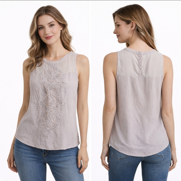 Japna Embroidered Beaded Sleeveless Blouse Lavender XS - Picture 1 of 8